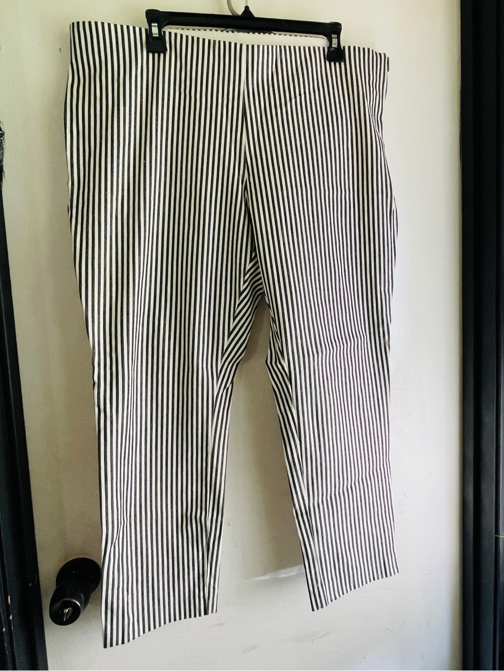 a new day Black and White Vertical Stripe Cropped Pants